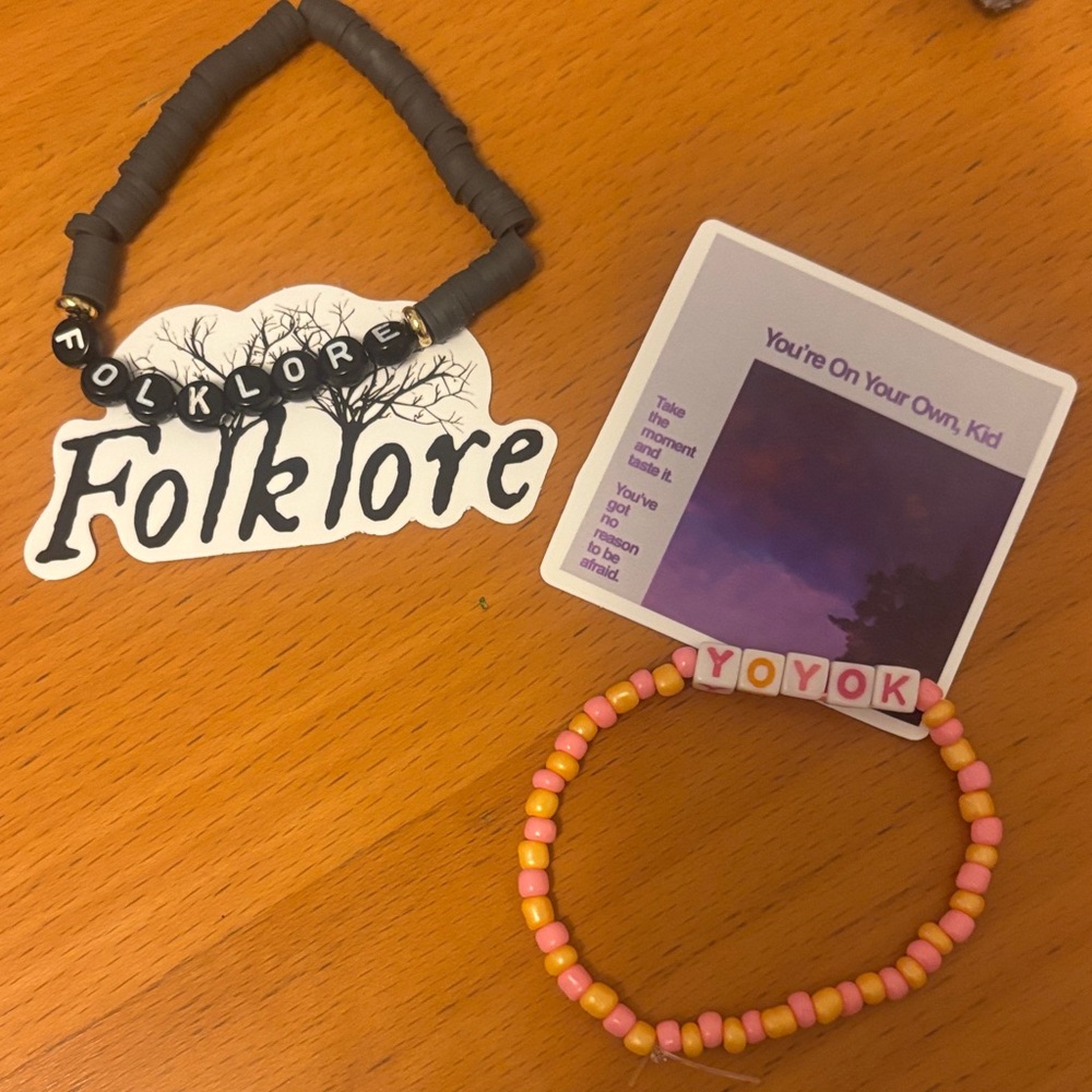 Taylor swift folklore and midnights inspired bracelets and stickers